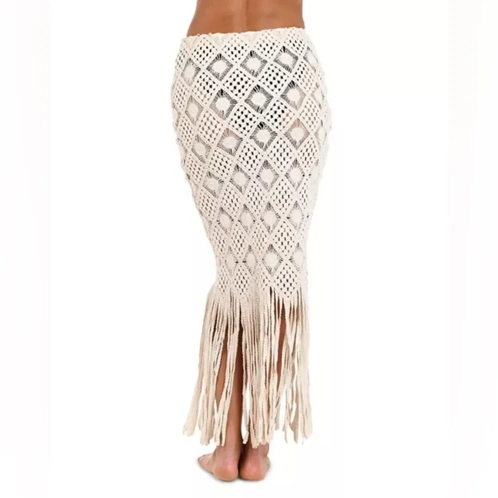 L'AGENCE Majorie Diamond Crochet Cover Up Skirt - Picture 2 of 5